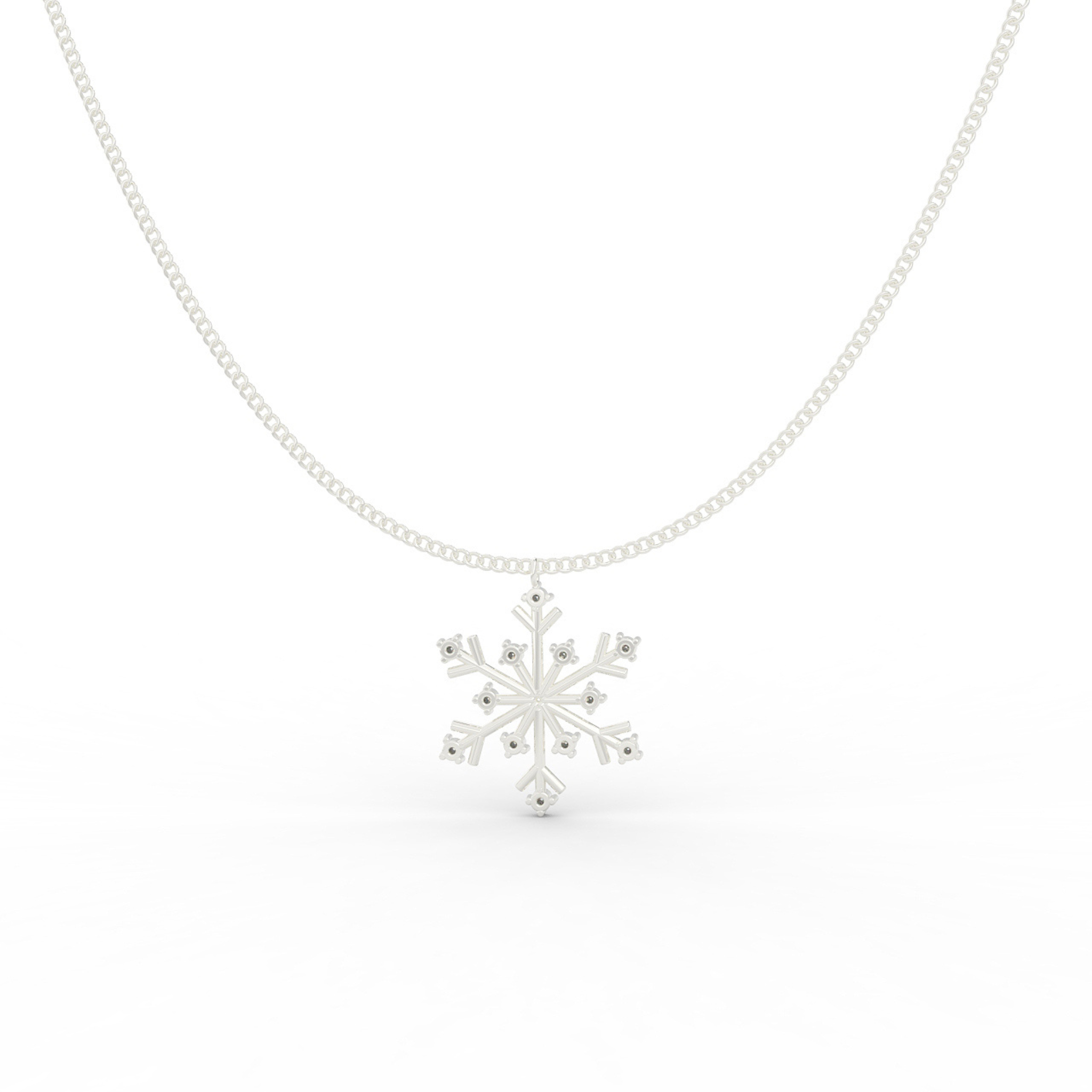 Crystal Snowflake Charm Pendant With Chain- Hallmarked 925 Sterling Silver